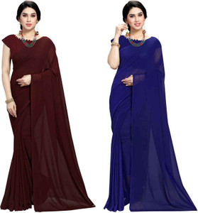 ANAND Solid/Plain Bollywood Georgette Saree