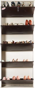 ARAINTEEL Powder Coated Five Door Steel Shoe Rack/Floor Standing Steel Shoe Rack/Organizer/Cabinet Wall Mount Space Saver - 26-inch - 5 Door - IVORY BROWN Metal Shoe Rack Metal Shoe Rack