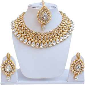 URBANELA Alloy Gold-plated White Jewellery Set