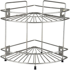 Daaduji Utensil Kitchen Rack Steel Creations / Stainless Steel 2 Layer Corner Storage Rack/Shelf for Kitchen and Bathroom Made In India