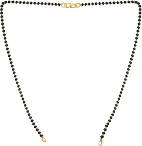 Untouched Pack of 6 Gold Plated Woman's 24"inches Single Line Black Beaded Mangalsutra Chain Without Pendant For Women (24'in Single 6pc) Glass Mangalsutra