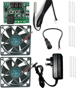 TechSupreme Best Combo for DIY Incubator W1209 + 12v 2Amp Adapter + 2 Piece 3 inch fan + 12 Pieces Ties 10” Inch + 1 DC Female Connector For Diy Incubator Temperature Sensor and Controller Electronic Hobby Kit