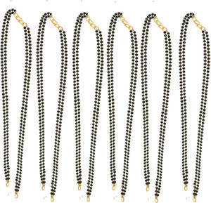 Untouched Gold Plated Woman's Mangalsutra Chain 6 Pcs Combo 30"inches Double Line Black Beaded Mangalsutra Chain Without Pendant For Women Glass Mangalsutra