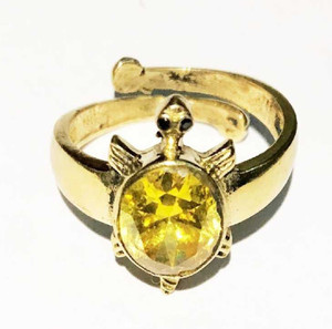 RATAN BAZAAR Yellow Sapphire Stone Tortoise Ring Original Precious stone  Pukhraj Kachua Ring For unisex Stone Sapphire Gold Plated Ring Price in  India