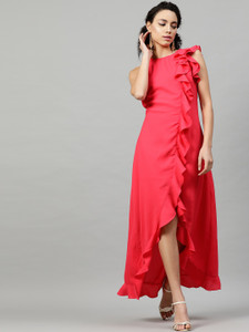 STREET9 Women High Low Red Maxi/Full Length Dress