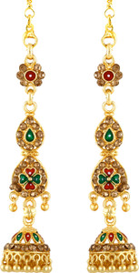 MEENAZ 1 one gram gold South Indian Temple jewellery set 18k Brass Copper 22kt Stylish Fancy Casual daily use Simple party wear Ethnic Antique Bridal Wedding latest design Combo Matt Gunghroo Big Heavy Stud Pendant Meenakari Round Triple Gold kan chain jhumki Jhumkas Jhumka bahubali earrings maharashtrian earing golden Ear chains Bali ear rings for women girls ladies girlfriend valentine gifts matte GOLD JHUMKI-M181 Diamond, Cubic Zirconia Brass, Copper, Metal, Alloy, Enamel, Crystal, Stone Jhumki Earring