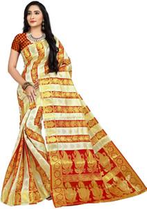 JagannathSaree Embellished Assam Silk Silk Blend Saree
