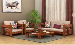 DriftingWood Wooden Sofa set for living Room Furniture | 3+1+1 Sofa Set | 5 Seater Sofa Fabric 3 + 1 + 1 Sofa Set