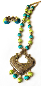 ARYA CREATIONS Dori Green, Blue Jewellery Set