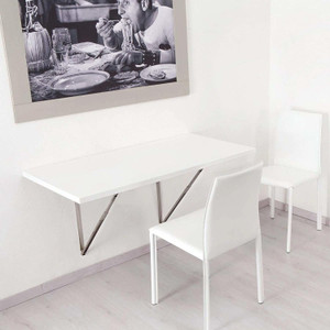 CMPAL Folding Wall Mounted Study Table/Office Table Stand/Laptop Table Foldable/Work Table for Home Office Solid Plywood Study Table, Pre-Assembled (18.5”x28.5” Wall Mount Table) Solid Wood Study Table