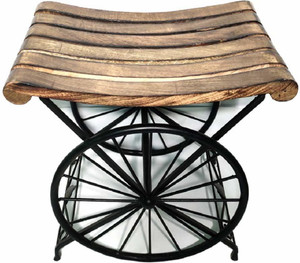 manzees Beautiful Antique Look Handmade Wooden Wheel Shaped Stool | Table | Indoor Furnishing | Home Furniture Solid Wood Bedside Table