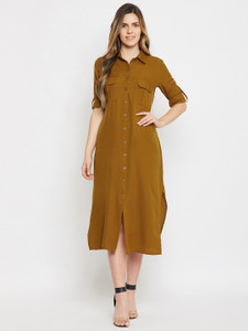 कलर कॉकटेल महिलाओँ के लिए बेज कमीज ड्रेस