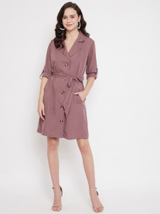 Color Cocktail Women Shirt Purple Above Knee/Mid Thigh Length Dress