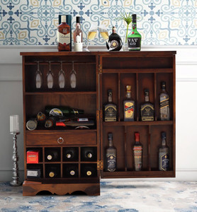 ROYAL FINISH Nivora Solid Wood Bar Cabinet