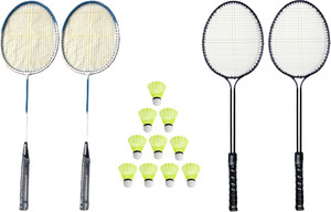 Monika Sports Badminton Kit ( 2 Double Shaft Racquet + 2 Single Shaft Racquet + 10 Pc Nylon Shuttle ) Badminton Kit