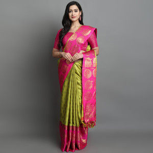 Vleez Woven Dharmavaram Jacquard Saree