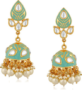 Stefan Traditional Meenakari Work Jhumka Earrings Alloy Jhumki Earring