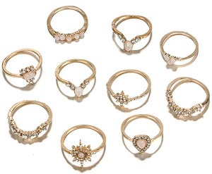 Scintillare by Sukkhi Incredible Gold Plated Rings Combo for Women Alloy Gold Plated Ring