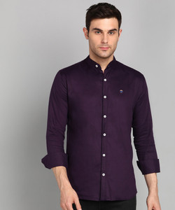 FUBAR Men Solid Casual Purple Shirt