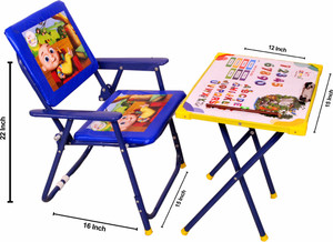 snehatoys SNEHATOYSWHITETABLECHAIRBLUE02 Metal Desk Chair