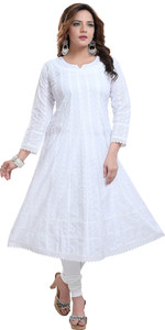 Dream & Dzire Women Chikan Embroidery Flared Kurta