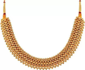 Heer Collection Traditional Wedding Maharashtrian Kolhapuri Thushi ( Choker ) Necklace Set Jewellery for Women and Girls Pearl, Cubic Zirconia Gold-plated Plated Copper Necklace