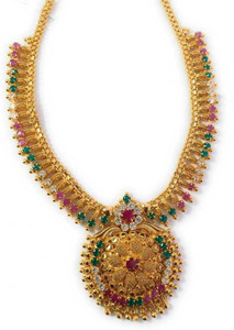 AFJ GOLD Micro Gold Plated Traditional Trendy Necklace For Women And Girls Emerald, Ruby Gold-plated Plated Copper Necklace