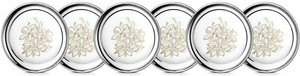 निर्विका Stainless Steel Thali Bhojan Set of 6 Dinner Plate/Halwa Plate/Bhojanthal/Lunch Plate 22 Gauge Premium Permanent Laser Multiflower Design Dinnerware/tableware डिनर प्लेट