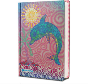 Jhingalala Dolphin Art Hard Bound Undated A5 Diary Notebook (20 X 14.5 CM, 80 GSM, 190 Ruled Perforated Pages) Diary for Writing, Gift for Friend, Personal Diary A5 Notebook Ruled 190 Pages