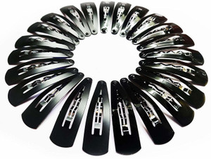 Kidzoo 24Pcs BLACK METAL TIC TAC Hair Clips for Women and Girls High quality Glossy Black metal snap Non-Slip Metal Hair Clips Tic Tac Size 4.5cm easily fix any Hairstyle Tic Tac Clip