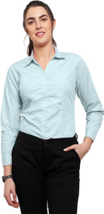 Blue Ronin Women Solid Formal Light Blue Shirt