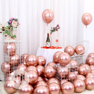 Bash N Splash Solid Helium quality Chrome Rose Gold Latex Party Decoration Balloon (Pack of 50) Balloon
