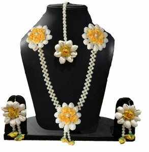 New Jaipur Handicraft Paper White, Yellow Jewellery Set