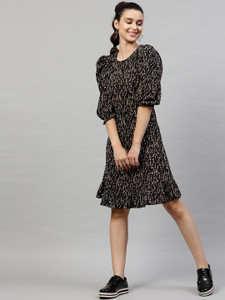 STREET9 Women Peplum Black Knee Length Dress