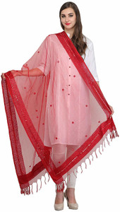 DIAMO Poly Chanderi Embroidered Women Dupatta