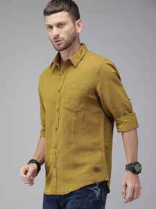 Roadster Men Solid Casual Dark Green Shirt