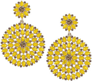 Mehpriye Sizzling Chunky Gold Plated Yellow Beads Cubic Zirconia Brass Drops & Danglers