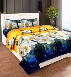 Decorum 144 TC माइक्रोफ़ाइबर डबल प्रिंटेड बेडशीट