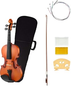 AMG Music Violin Full Set 4/4 Hand-Carved Solid Spruce Top, Solid Maple Back & Sides Voilin for Kids Beginners Students with Hard Case, Rosin, Shoulder Rest, Redwood Bow & Extra Strings 4/4 Semi- Acoustic Violin