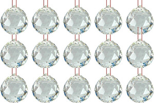 REIKI CRYSTAL PRODUCTS Vastu / Feng Shui Clear Crystal Glass Hanging Ball for Good luck & Prosperity Healing Gemstone 15 Ball Set Combo Decorative Showpiece  -  5 cm