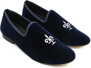 Velorur India Velvet Embroided Slip On Shoes Loafers For Men