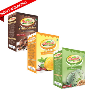 Dharmasut Chocolate + Mango + Pista Ice Cream Powder 100g Pack of 3 300 g