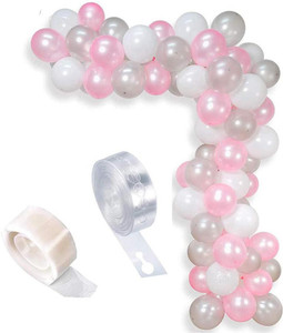 SOI Solid 102 Pieces Balloon Garland Kit Balloon Arch Garland for Wedding Anniversary Birthday Party Decorations (Pink Silver White) Balloon