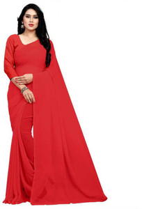 Dirgh Fashion Solid/Plain Bollywood Chiffon Saree