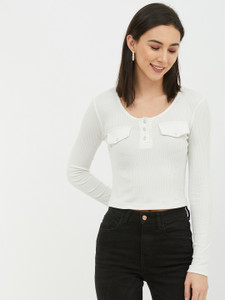 HARPA Casual Full Sleeve Solid Women White Top