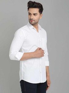 Saiha Men Solid Casual White Shirt