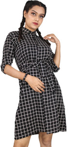 MOW Women Skater Black Knee Length Dress