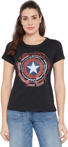 Marvel Avengers Printed Women Round Neck Black T-Shirt