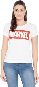 Marvel Avengers Printed Women Round Neck White T-Shirt