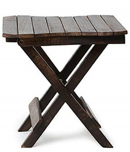 ROYAL HANDICRAFTS SZHC Wooden Square Folding Bed Side Stool 12 inch Solid Wood End Table